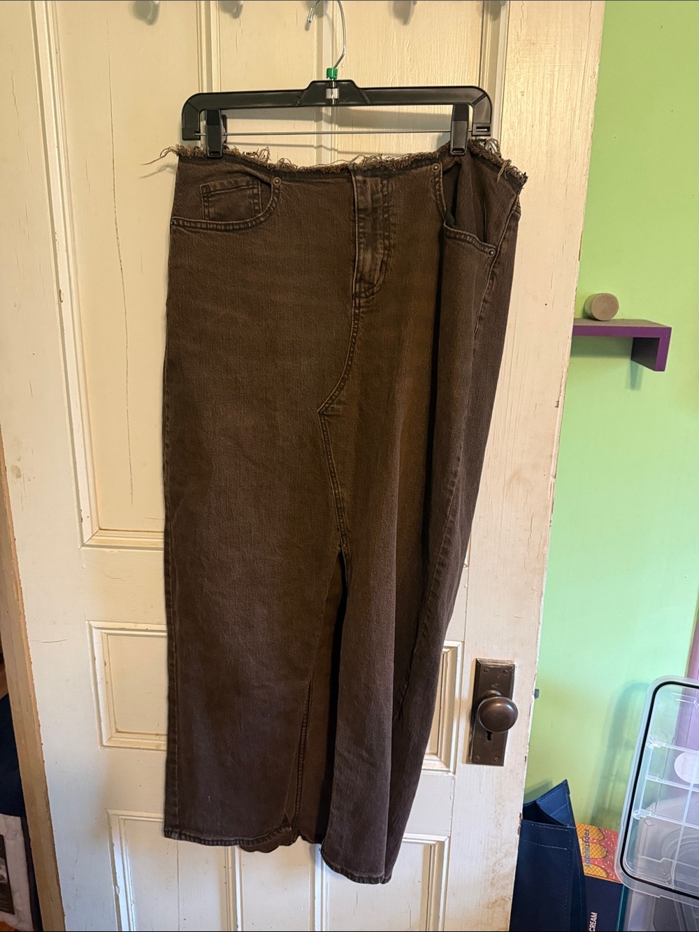 wild fable Brown Frayed Waist Denim Skirt